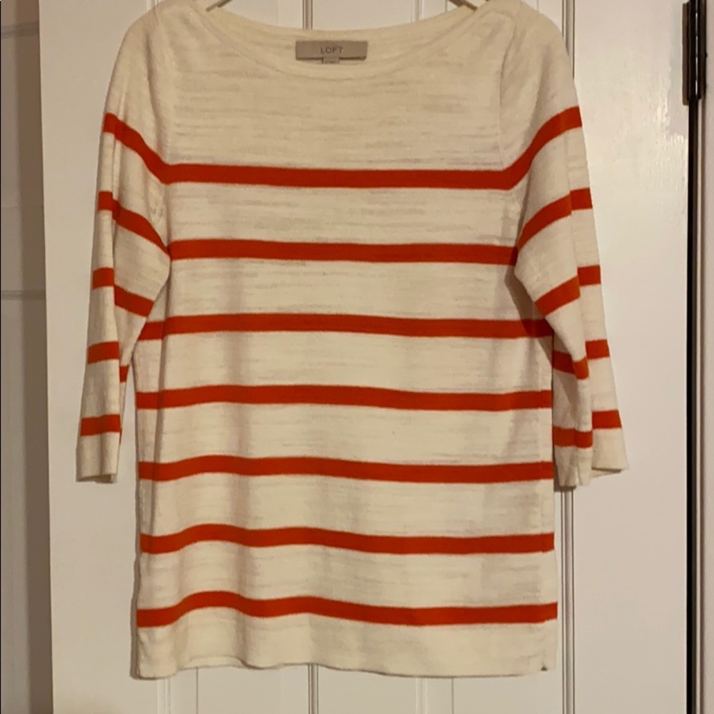 Loft Orange Striped Sweater